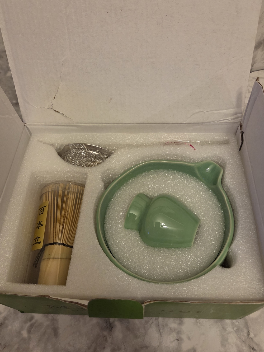 Ceramic Matcha Tea Set Lotus Cyan Green - Complete Home Kitchen Kit 6 Pieces